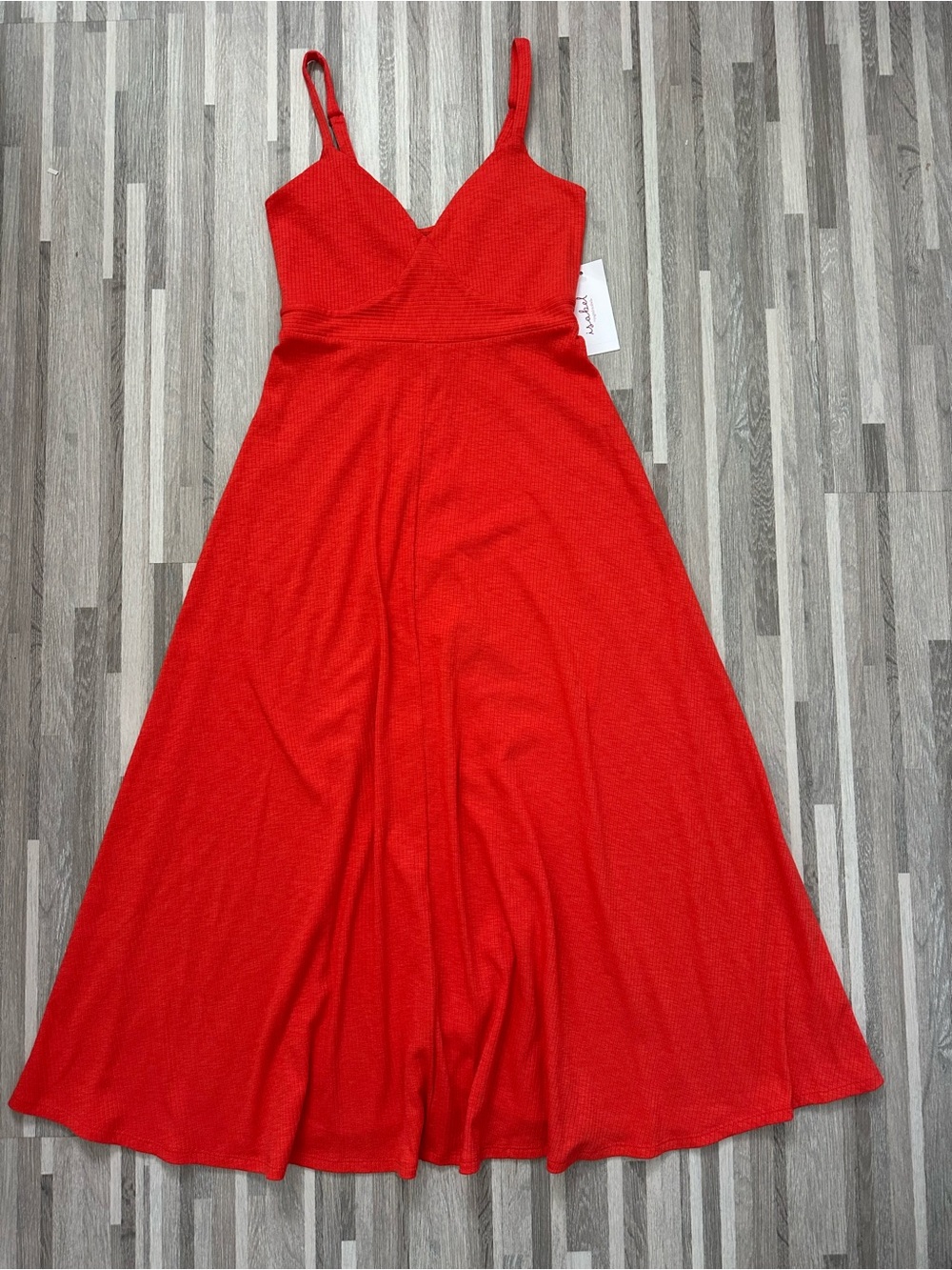 Isabel Ribbed Midi Maternity Dress Red Maternity, Size XS
